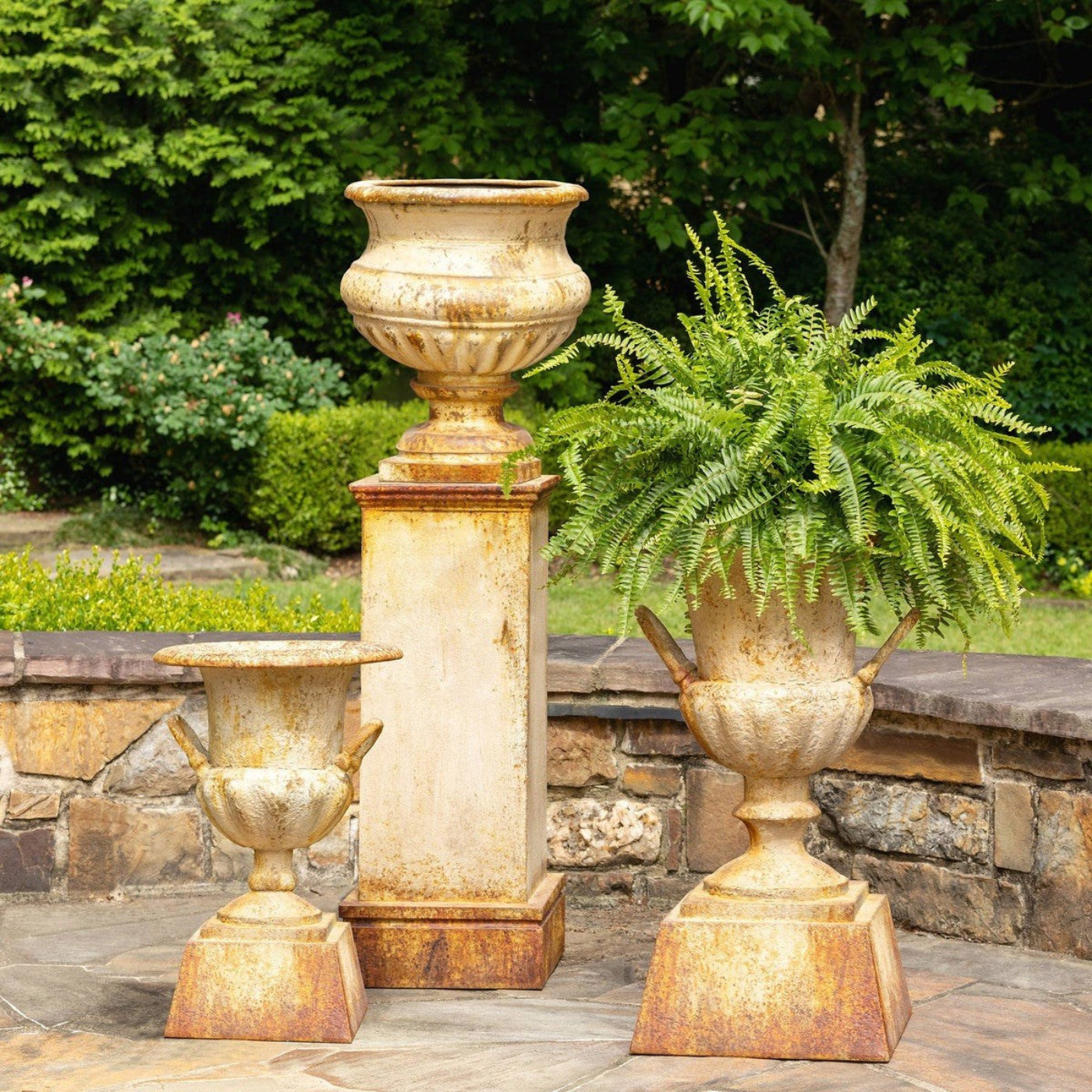 Park Hill Collection Country French Metal Portico Urn with Tall Pedestal - ECM06202