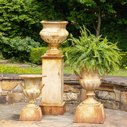 Park Hill Collection Country French Metal Portico Urn with Tall Pedestal - ECM06202