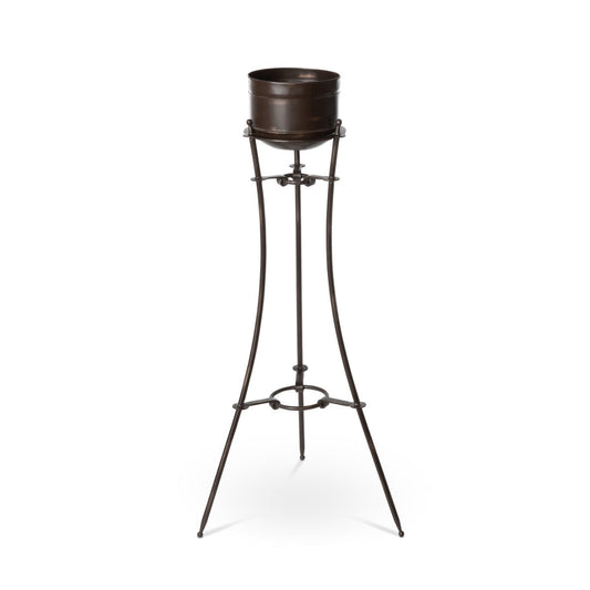 Park Hill Collection Lodge Portal Metal Stand and Pot, Tall - ECM20155