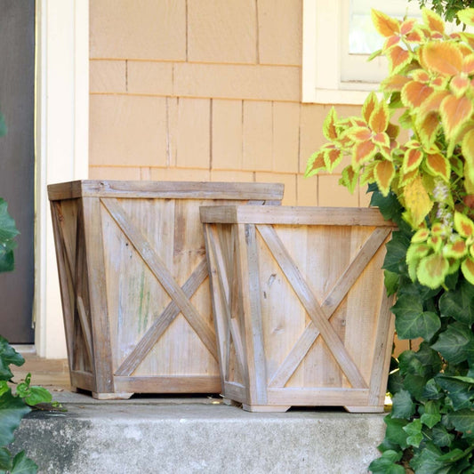 Park Hill Collection Manor Reclaimed Wood Town & Country Planters, Set of 2 - ECW82313