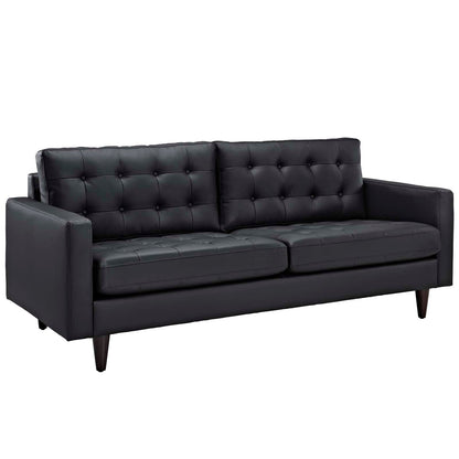 Modway Furniture Empress Bonded Leather Sofa - Plush, Deeply Tufted Design with Solid Wood Legs for Elegant Living Spaces - EEI-1010-BLK