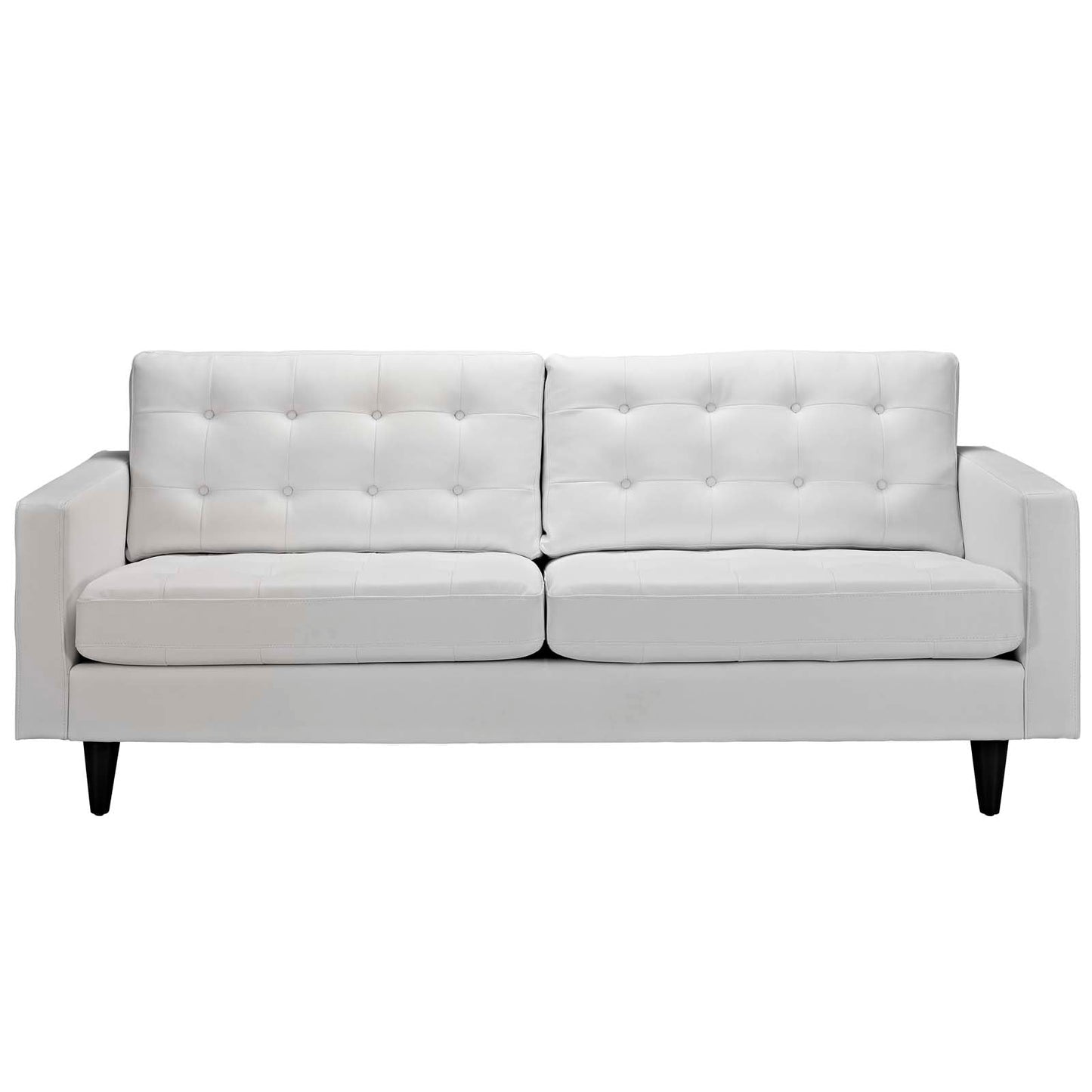 Modway Furniture Empress Bonded Leather Sofa - Plush, Deeply Tufted Design with Solid Wood Legs for Elegant Living Spaces - EEI-1010-BLK