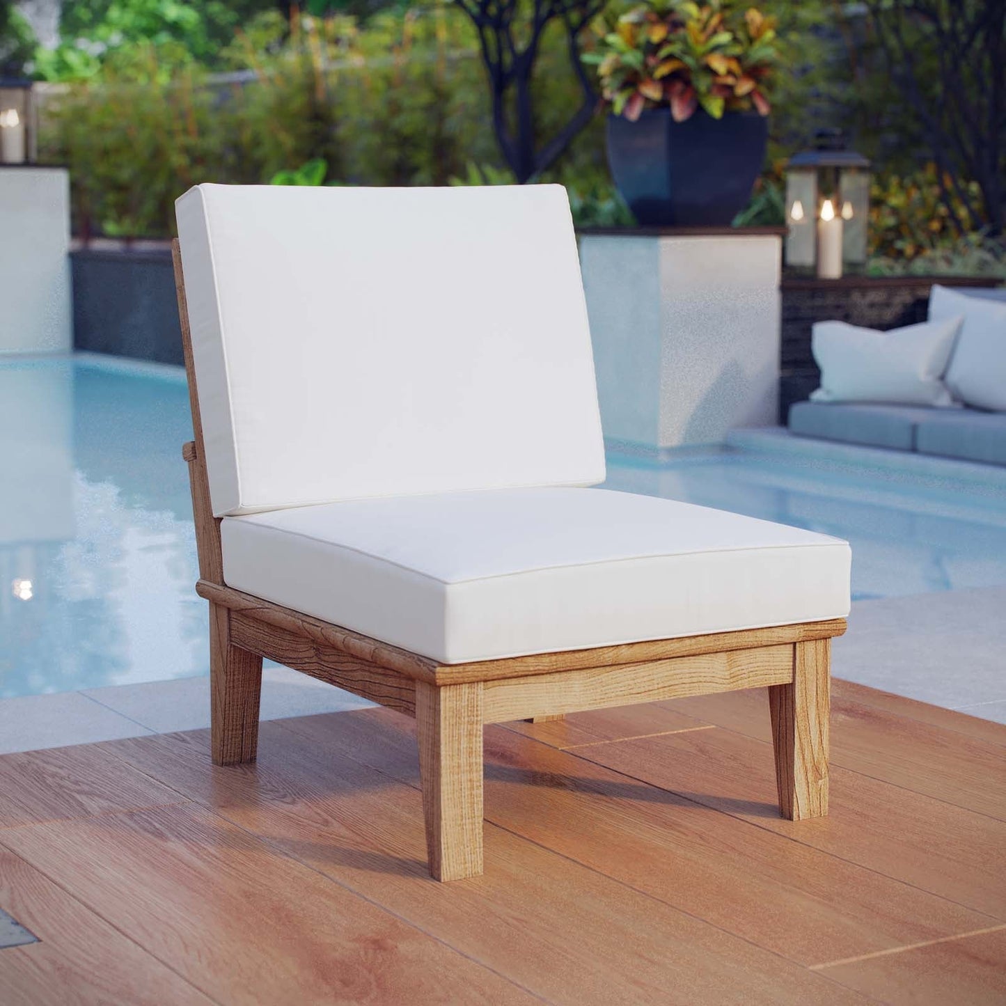 Modway Marina Armless Outdoor Patio Teak Sofa