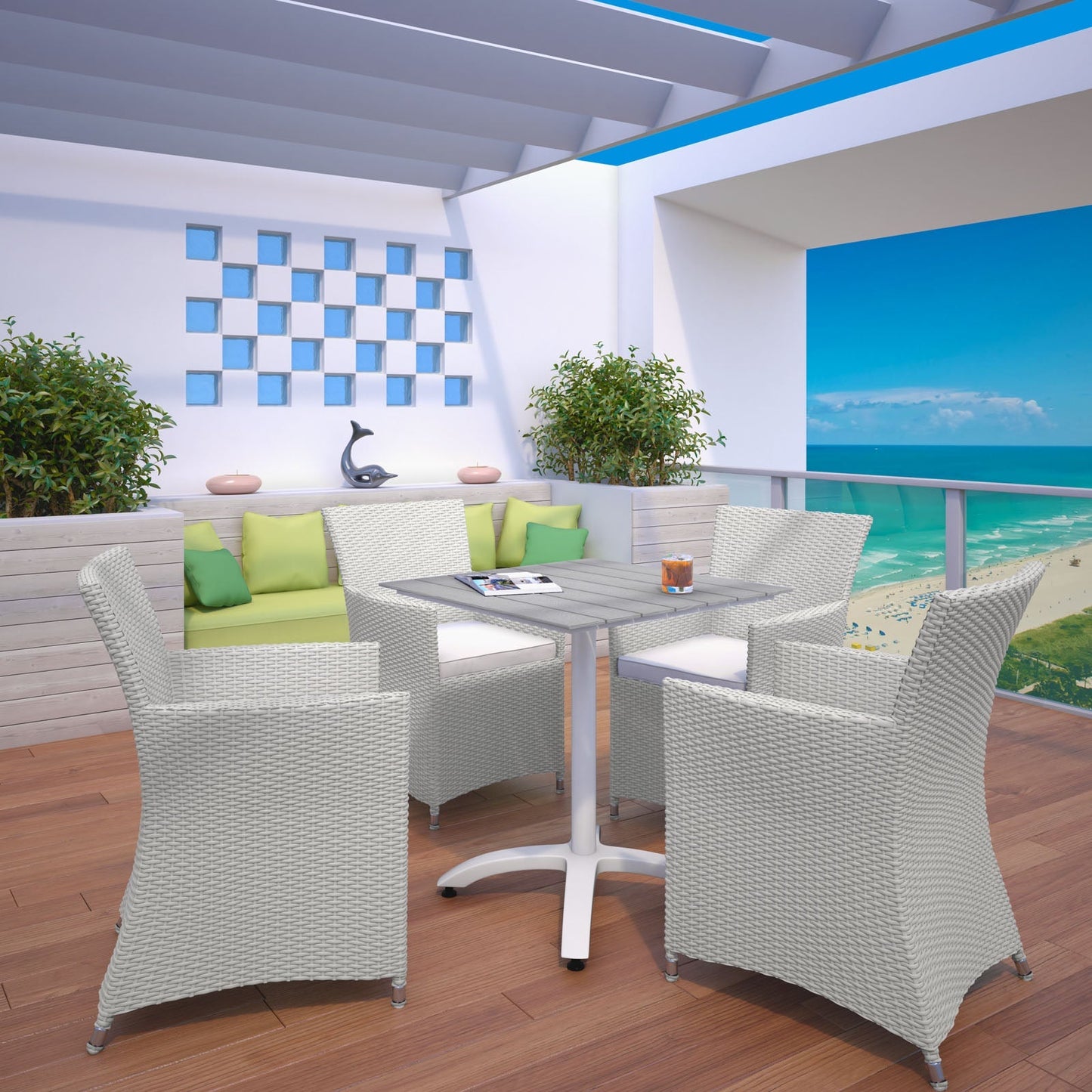 Modway Junction 5 Piece Outdoor Patio Dining Set
