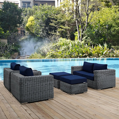 Modway Furniture Summon 5 Piece Outdoor Patio Sunbrella Sectional Set by Modway - EEI-1893-GRY-BEI-SET