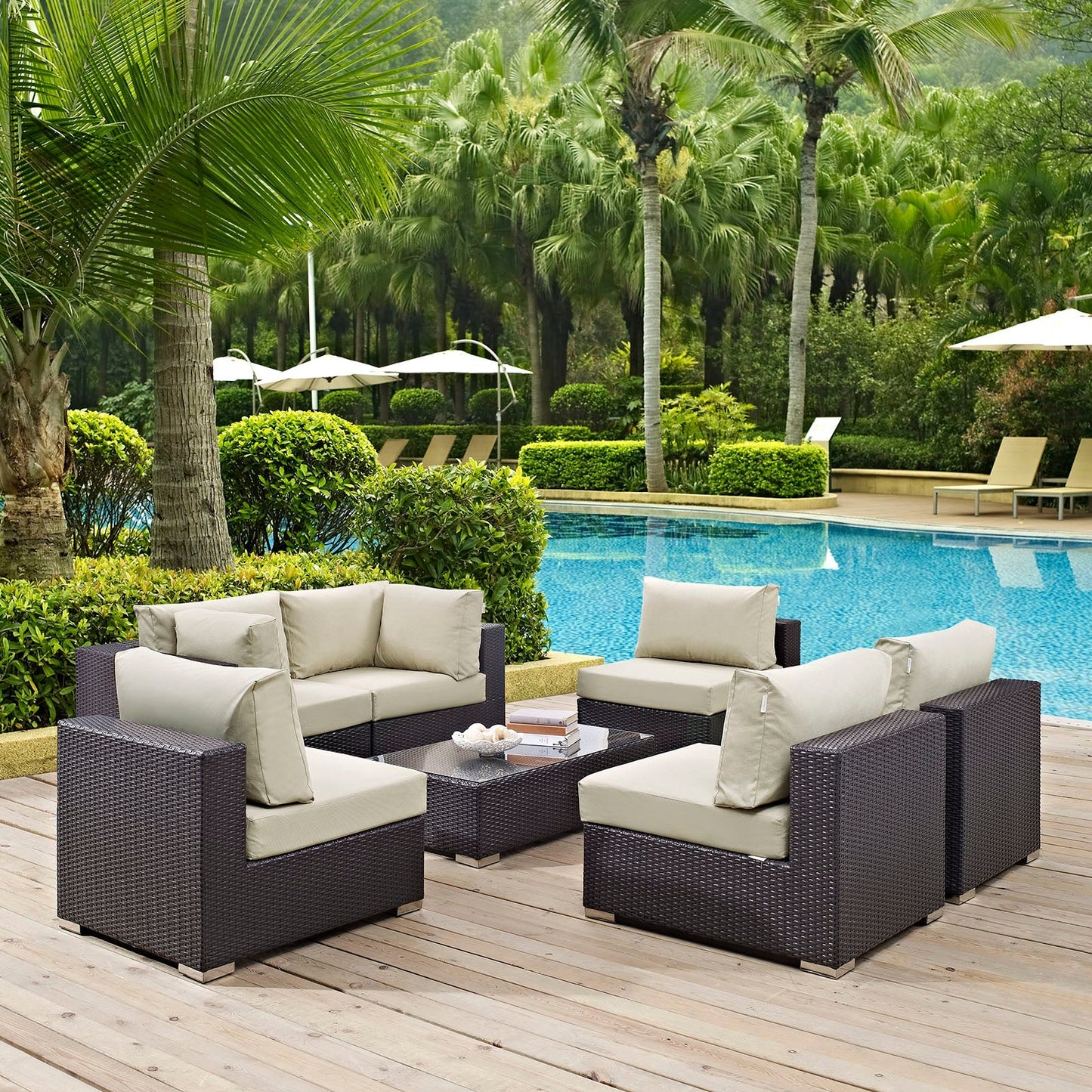 Modway Furniture Convene 7 Piece Outdoor Patio Sectional Set by Modway – EEI-2164-EXP-BEI-SET