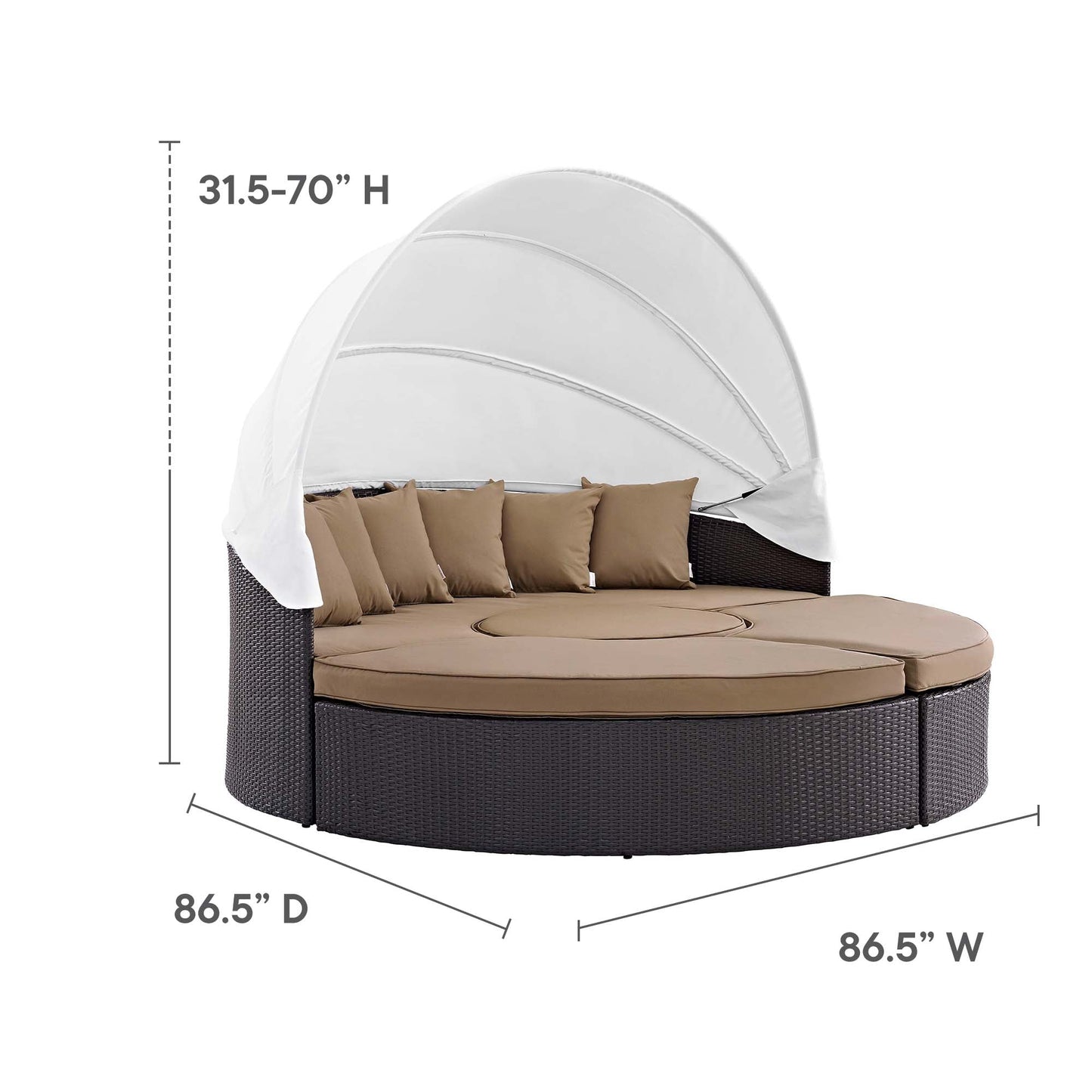 Modway Furniture Convene Wicker Rattan Outdoor Patio Canopy Sectional Daybed by Modway - EEI-2173-EXP-MOC-SET