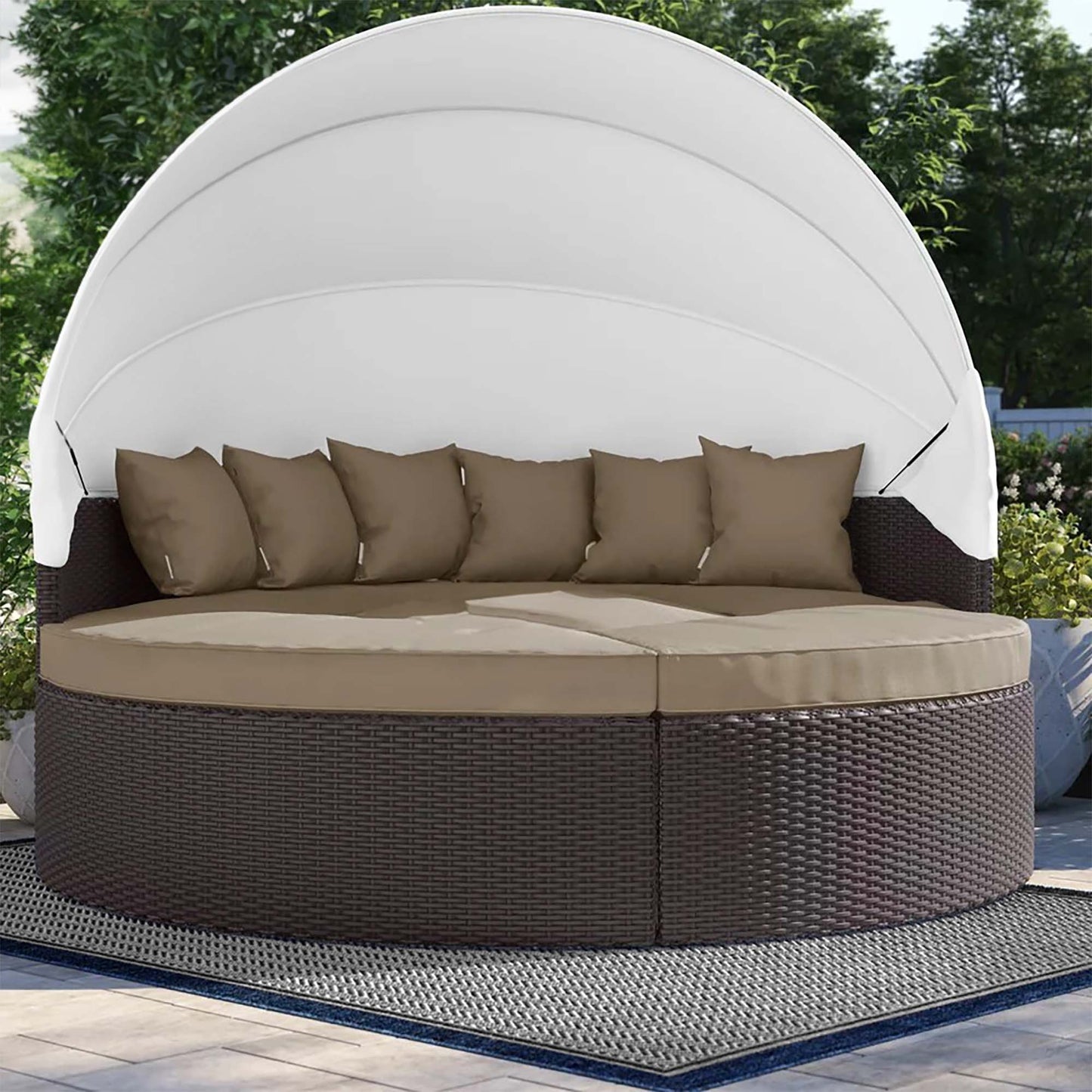 Modway Furniture Convene Wicker Rattan Outdoor Patio Canopy Sectional Daybed by Modway - EEI-2173-EXP-MOC-SET