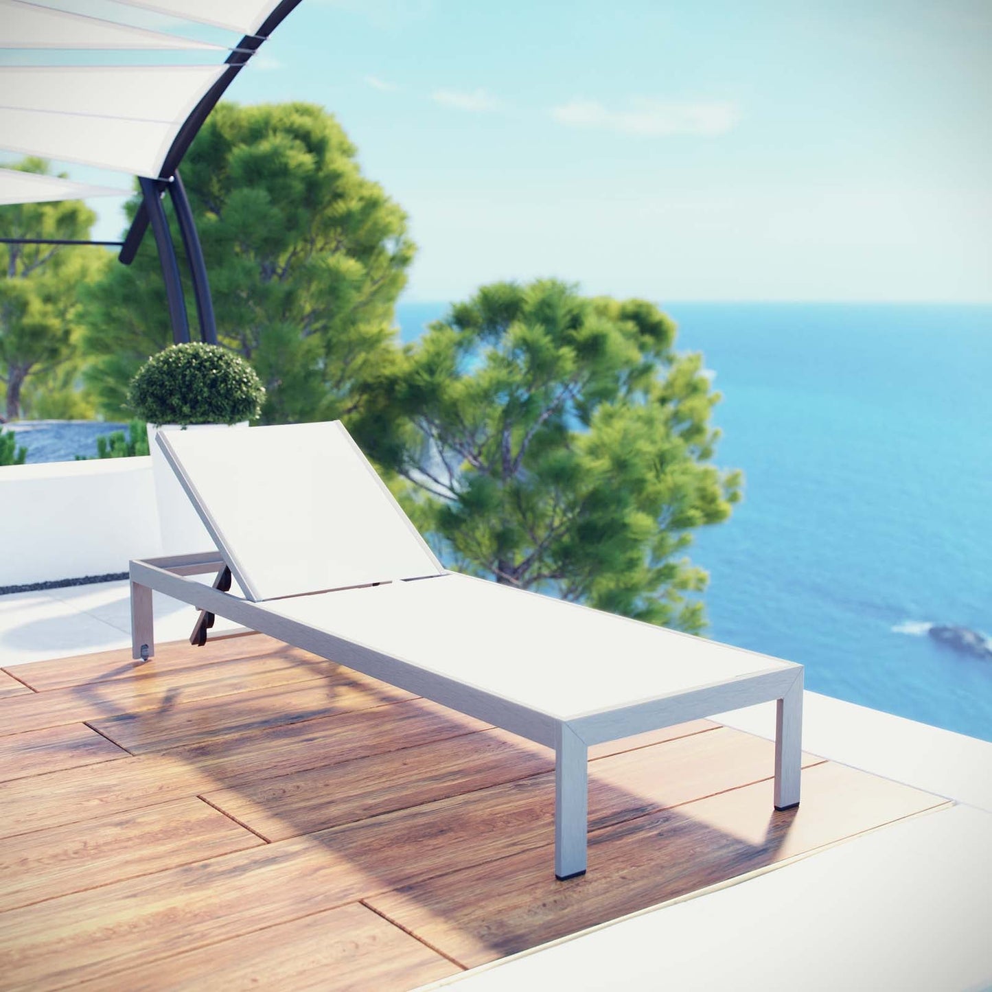 Modway Shore Outdoor Patio Aluminum Mesh Chaise