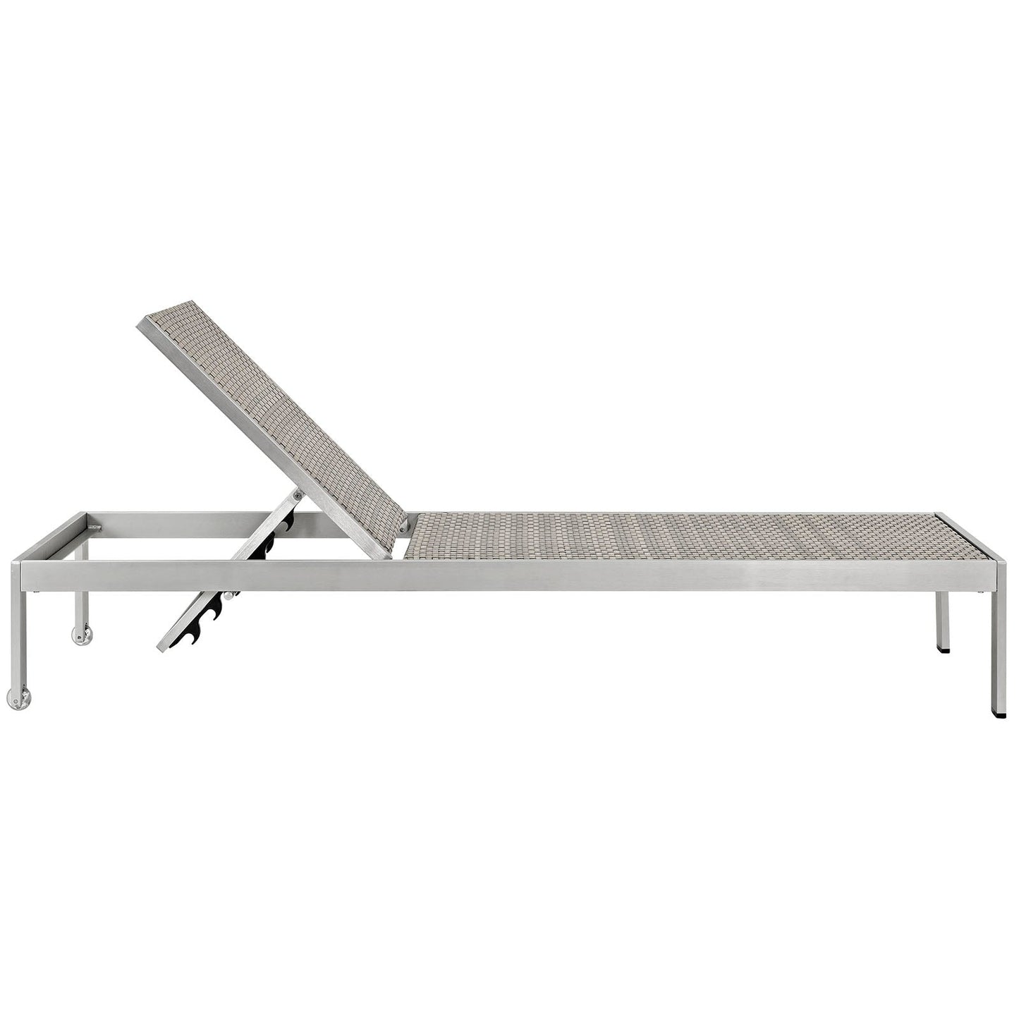 Modway Furniture Shore Outdoor Patio Aluminum Rattan Chaise - EEI-2250-SLV-GRY