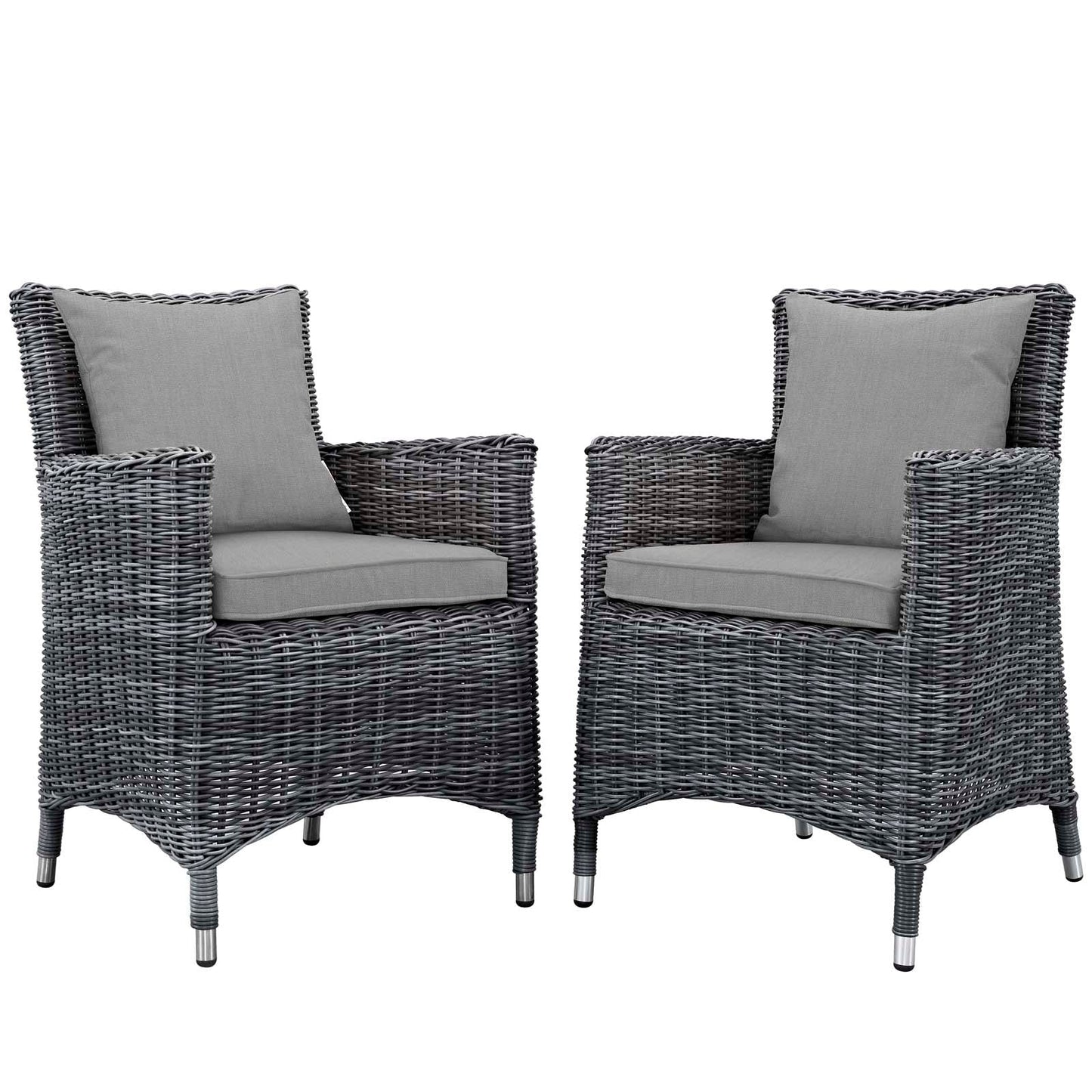 Modway Furniture Summon 2 Piece Outdoor Patio Sunbrella Dining Set - EEI-2313-GRY-BEI-SET
