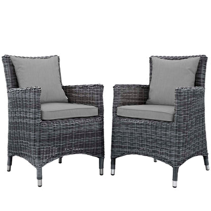 Modway Furniture Summon 2 Piece Outdoor Patio Sunbrella Dining Set - EEI-2313-GRY-BEI-SET