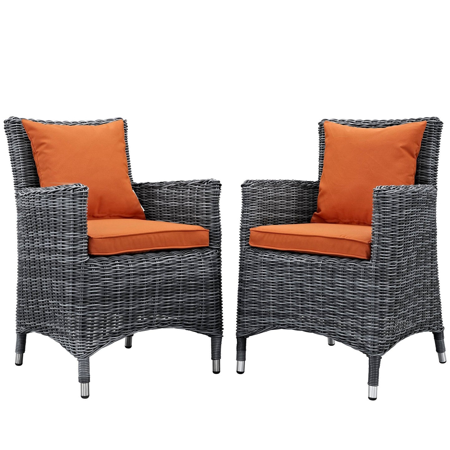 Modway Furniture Summon 2 Piece Outdoor Patio Sunbrella Dining Set - EEI-2313-GRY-BEI-SET