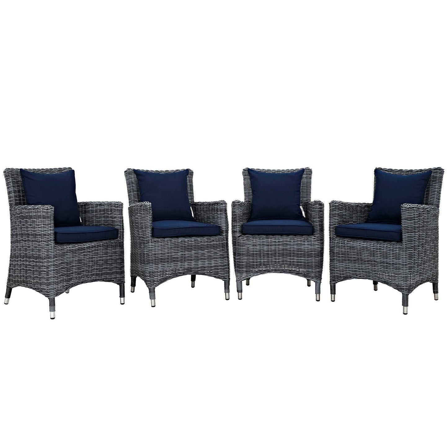 Modway Furniture Summon 4 Piece Outdoor Patio Sunbrella Dining Set - EEI-2314-GRY-BEI-SET