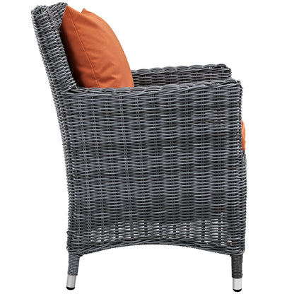 Modway Furniture Summon 4 Piece Outdoor Patio Sunbrella Dining Set - EEI-2314-GRY-BEI-SET