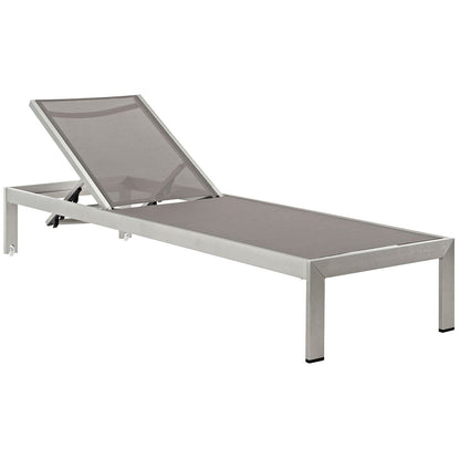 Modway Furniture Shore Chaise Outdoor Patio Aluminum Set of 2 – EEI-2472-SLV-BLK-SET