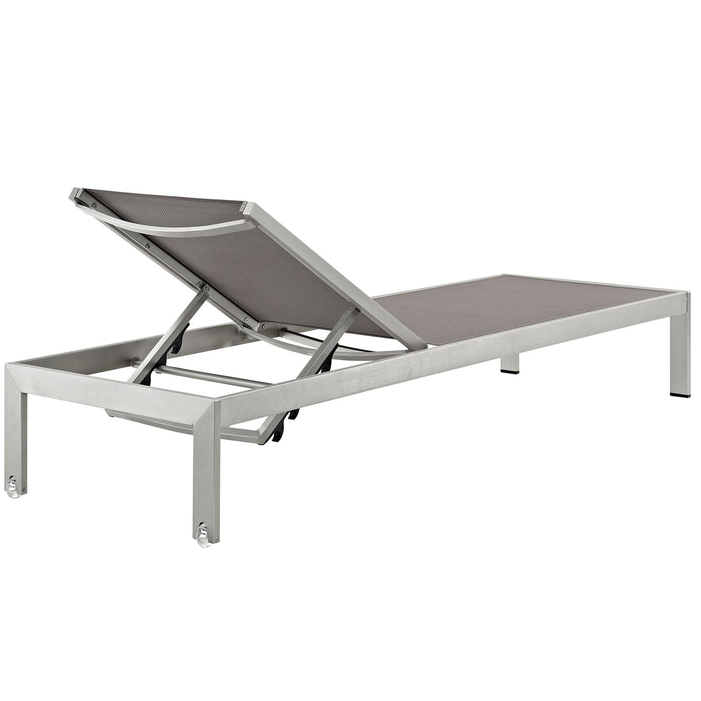 Modway Furniture Shore Chaise Outdoor Patio Aluminum Set of 2 – EEI-2472-SLV-BLK-SET