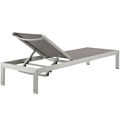 Modway Furniture Shore Chaise Outdoor Patio Aluminum Set of 2 – EEI-2472-SLV-BLK-SET