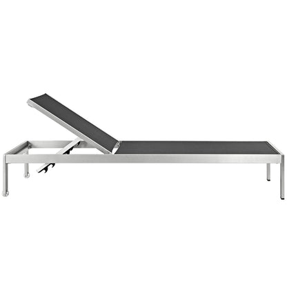 Modway Furniture Shore Chaise Outdoor Patio Aluminum Set of 4 – EEI-2473-SLV-BLK-SET
