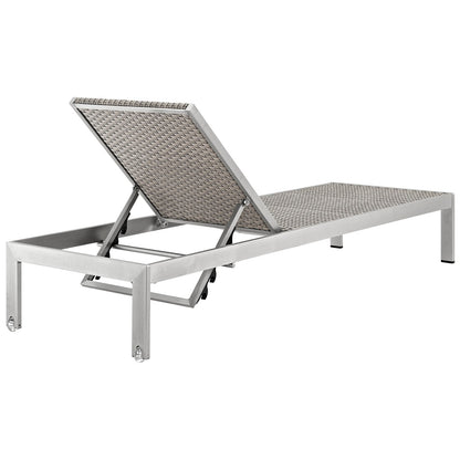 Modway Furniture Shore Chaise Outdoor Patio Aluminum Set of 2 –EEI-2477-SLV-GRY-SET