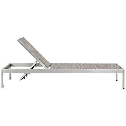 Modway Furniture Shore Chaise Outdoor Patio Aluminum Set of 4 – EEI-2478-SLV-GRY-SET