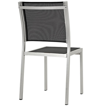 Modway Furniture Shore 5 Piece Outdoor Patio Aluminum Dining Set – EEI-2482-SLV-BLK-SET
