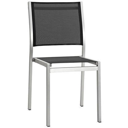 Modway Furniture Shore 7 Piece Outdoor Patio Aluminum Dining Set – EEI-2485-SLV-BLK-SET