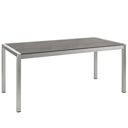 Modway Furniture Shore 7 Piece Outdoor Patio Aluminum Dining Set – EEI-2485-SLV-BLK-SET
