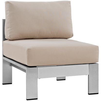 Modway Furniture Shore 6 Piece Outdoor Aluminum Sectional Sofa Set by Modway - EEI-2558-SLV-GRY