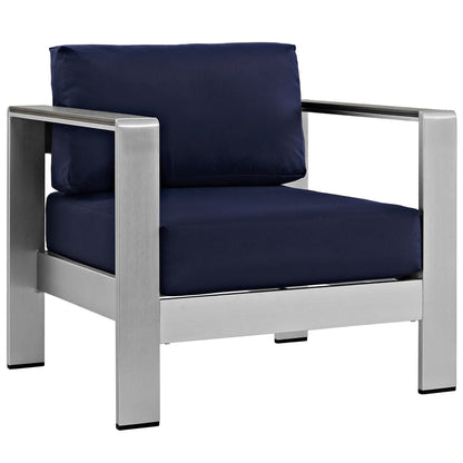 Modway Furniture Shore 6 Piece Outdoor Aluminum Sectional Sofa Set by Modway - EEI-2558-SLV-GRY
