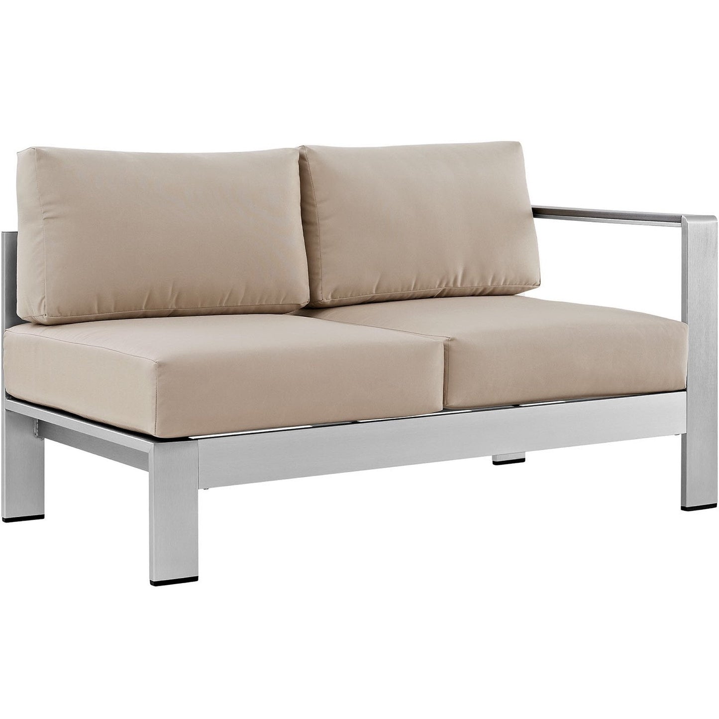 Modway Furniture Shore 5 Piece Outdoor Aluminum Sectional Sofa Set by Modway - EEI-2560-SLV-GRY