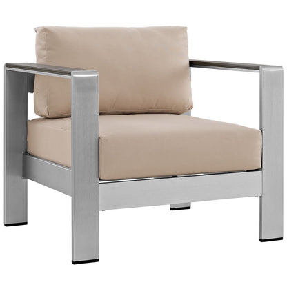 Modway Furniture Shore 5 Piece Outdoor Aluminum Sectional Sofa Set by Modway - EEI-2560-SLV-GRY