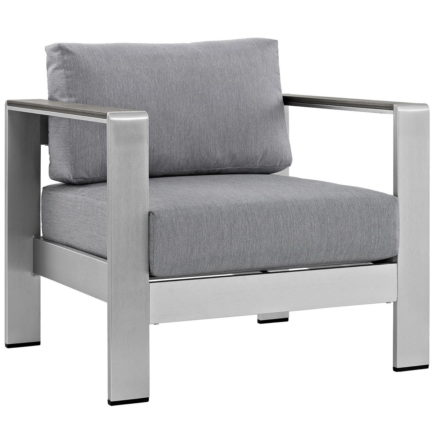 Modway Furniture Shore 5 Piece Outdoor Aluminum Sectional Sofa Set by Modway - EEI-2560-SLV-GRY