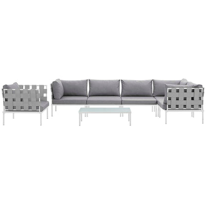 Modway Furniture Harmony 7 Piece Outdoor Patio Aluminum Sectional Sofa Set by Modway - EEI-2620-WHI-BEI-SET