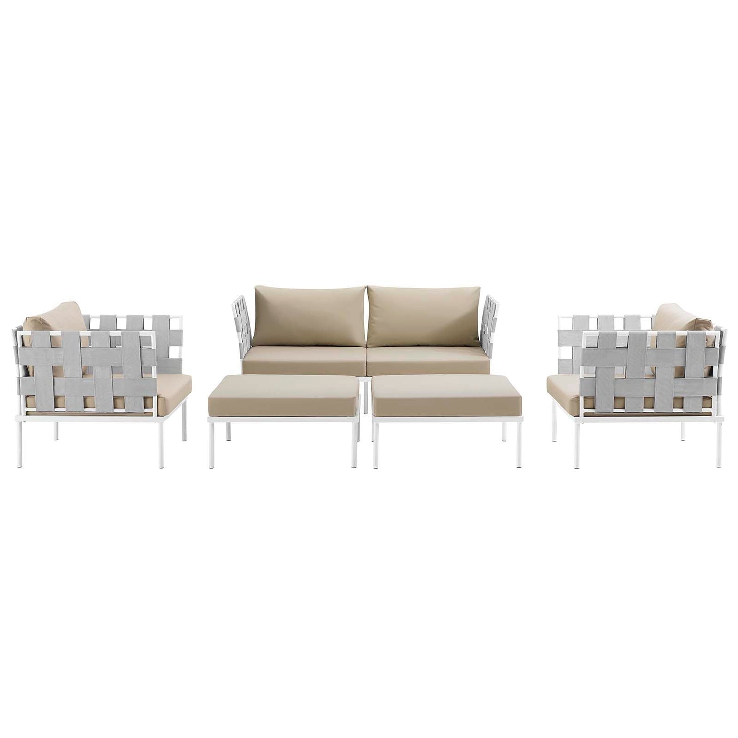 Modway Furniture Harmony 5 Piece Outdoor Patio Aluminum Sectional Sofa Set by Modway – EEI-2621