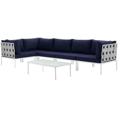 Modway Furniture Harmony 6 Piece Outdoor Patio Aluminum Sectional Sofa Set by Modway - EEI-2627-WHI-BEI-SET