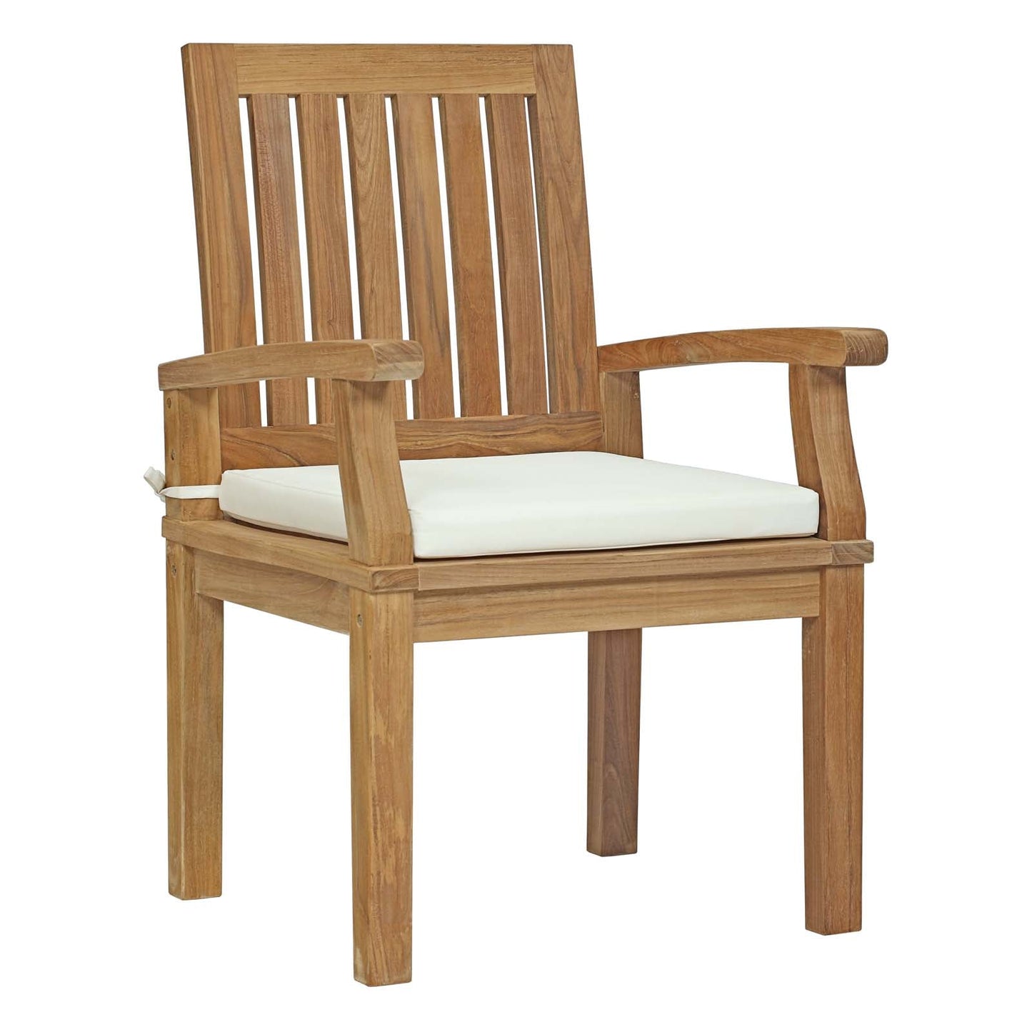 Modway Furniture Marina Outdoor Patio Teak Dining Chair – EEI-2701-NAT-WHI