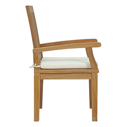 Modway Furniture Marina Outdoor Patio Teak Dining Chair – EEI-2701-NAT-WHI
