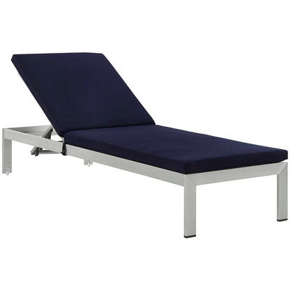 Modway Furniture  Shore Chaise with Cushions Outdoor Patio Aluminum Set of 2 - EEI-2737-SLV-TRQ-SET