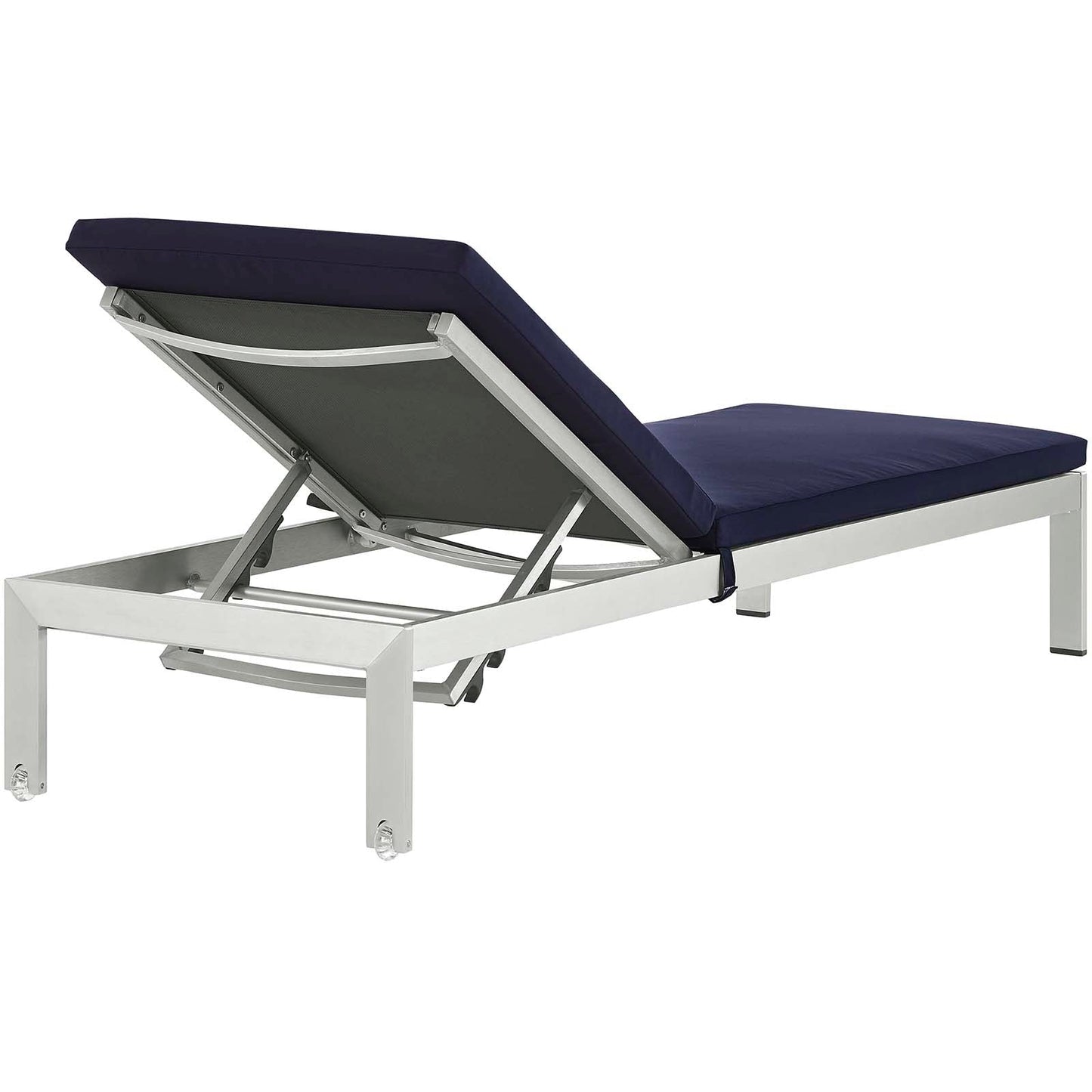 Modway Furniture  Shore Chaise with Cushions Outdoor Patio Aluminum Set of 2 - EEI-2737-SLV-TRQ-SET