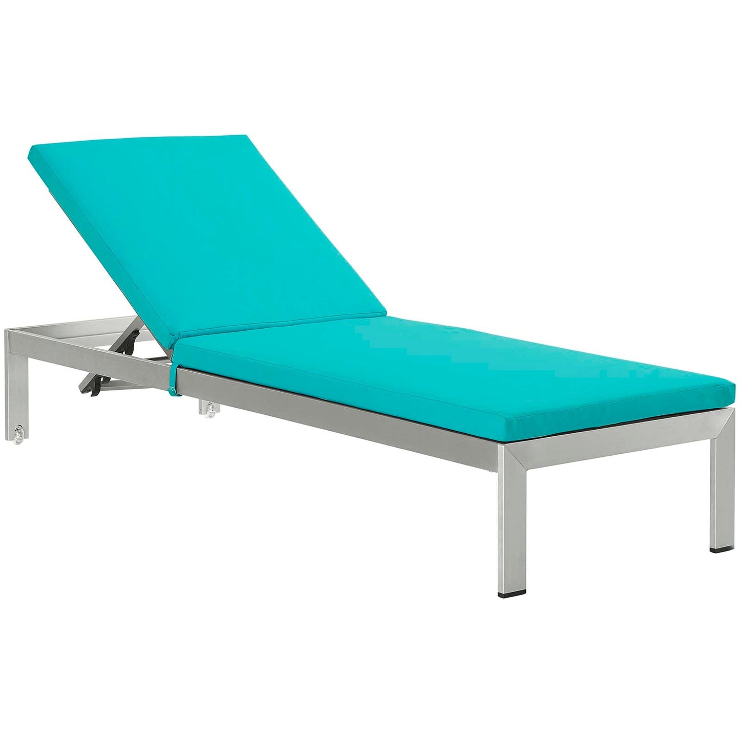 Modway Furniture  Shore Chaise with Cushions Outdoor Patio Aluminum Set of 2 - EEI-2737-SLV-TRQ-SET