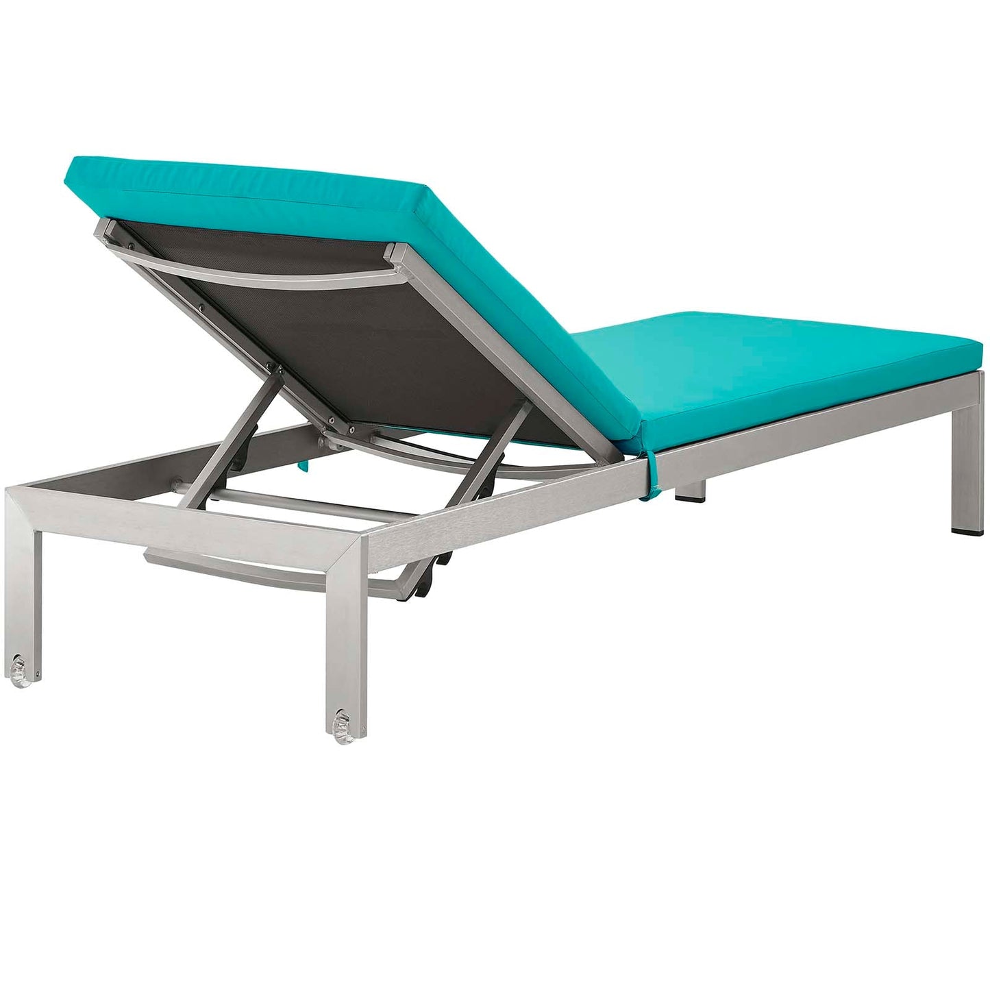 Modway Furniture  Shore Chaise with Cushions Outdoor Patio Aluminum Set of 2 - EEI-2737-SLV-TRQ-SET