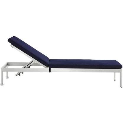 Modway Furniture Shore Chaise with Cushions Outdoor Patio Aluminum Set of 4 - EEI-2738-SLV-TRQ-SET