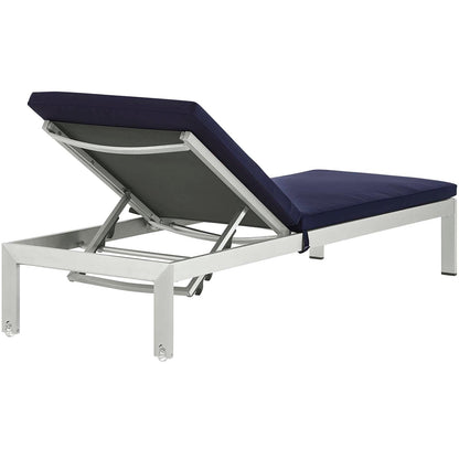 Modway Furniture Shore Chaise with Cushions Outdoor Patio Aluminum Set of 6 by Modway - EEI-2739-SLV-TRQ-SET
