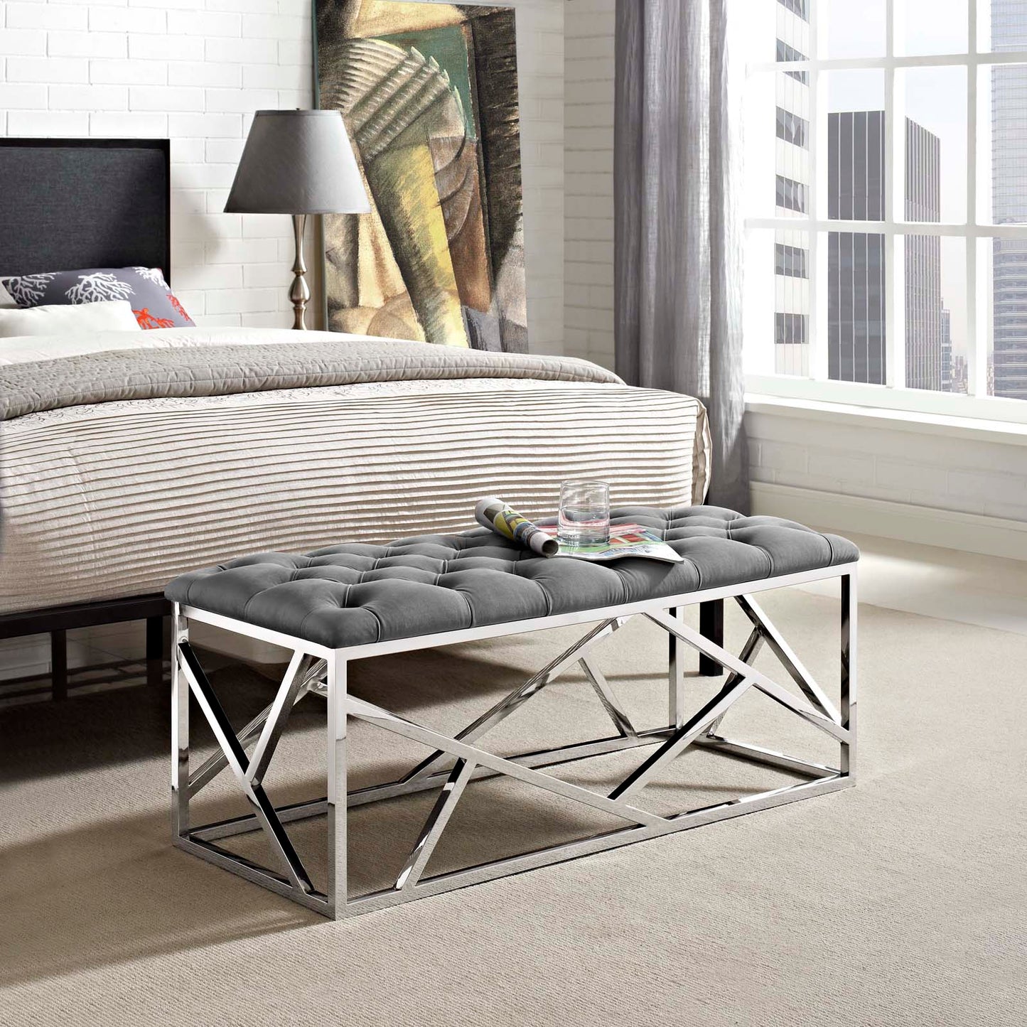 Modway Furniture Intersperse Bench - EEI-2867-SLV-SEA