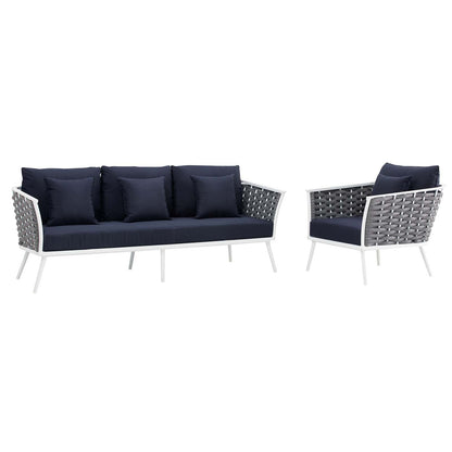 Modway Furniture Stance 2 Piece Outdoor Patio Aluminum Sectional Sofa Set by Modway - EEI-3164-WHI-GRY-SET