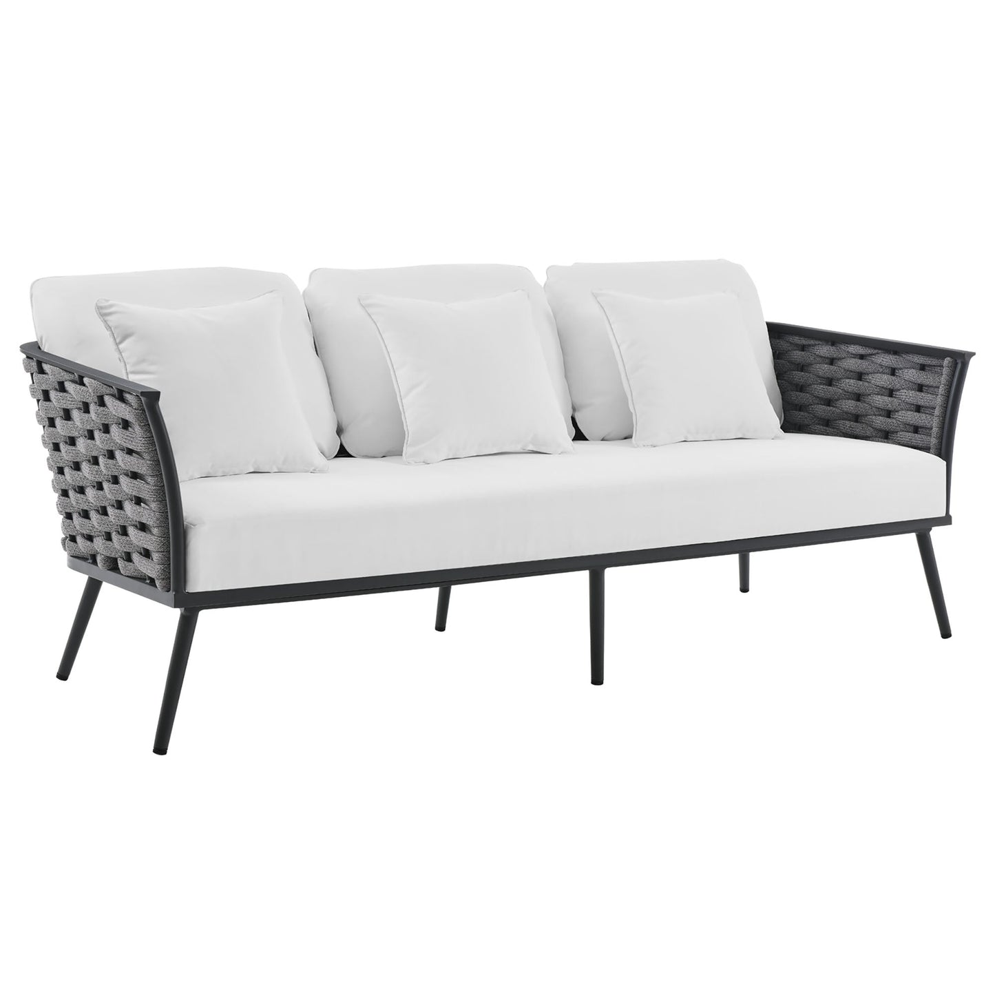Modway Furniture Stance 4 Piece Outdoor Patio Aluminum Sectional Sofa Set by Modway - EEI-3167-WHI-GRY-SET