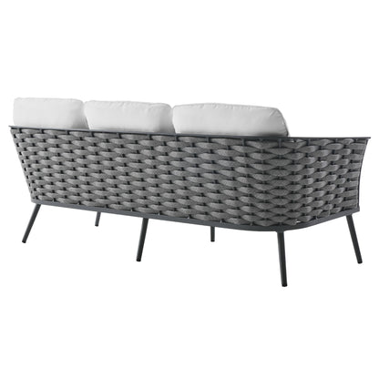 Modway Furniture Stance 4 Piece Outdoor Patio Aluminum Sectional Sofa Set by Modway - EEI-3167-WHI-GRY-SET