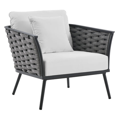 Modway Furniture Stance 4 Piece Outdoor Patio Aluminum Sectional Sofa Set by Modway - EEI-3167-WHI-GRY-SET