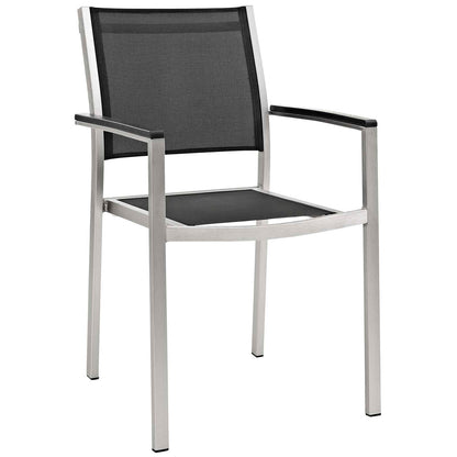 Modway Furniture Shore 7 Piece Outdoor Patio Aluminum Dining Set – EEI-3200-SLV-BLK-SET